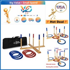 Giant Ring Toss Game with Wood Target & Soft-Touch Rings for Backyard Fun