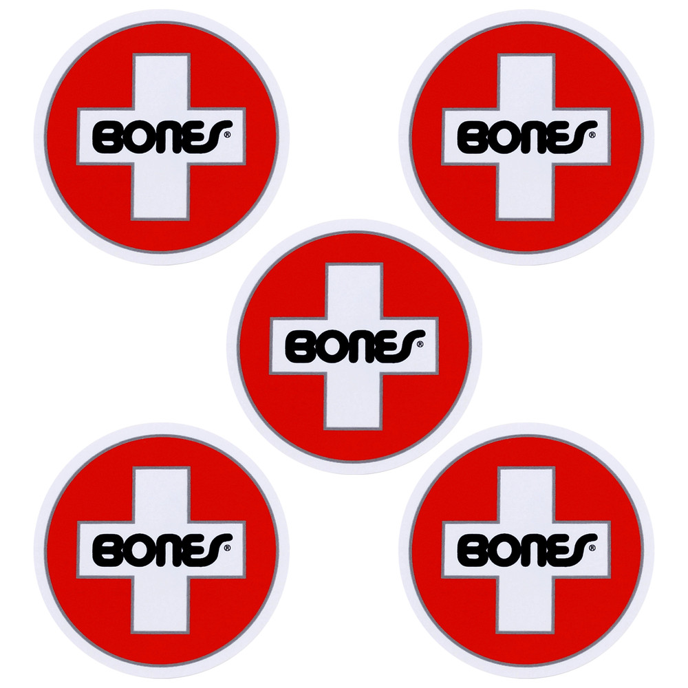 Bones Bearings Skateboard Sticker Swiss Circle 6″ 5-Pack Bulk Lot