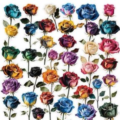 28Pcs Random Vintage Rose Dried Flowers Transparent PET Waterproof Stickers