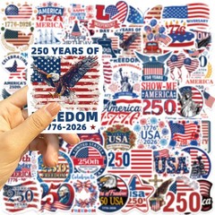 50-200Pcs 250th Anniversary Sticker USA 250 Years of Freedom Anniversary