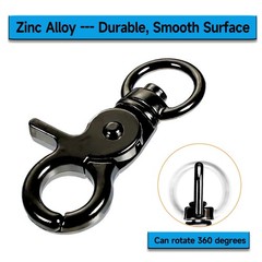 20PCS Trigger Snap Hooks 2.32» x 0.82» Zinc Alloy Black Swivel Snap Hooks H…