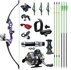 40lbs Bowfishing Bow Arrow Set Adults Beginner Combo Kit Reel Fish Recurve Bows