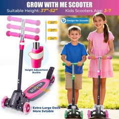 3 Wheel Scooter for Kids Ages 3-12, LED Light-Up Kids Kick Scooter–Portabl