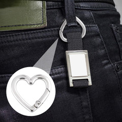 Keychain Clip, Zinc Alloy Heavy Duty Heart Carabiner, Spring Snap Clasp Hook for