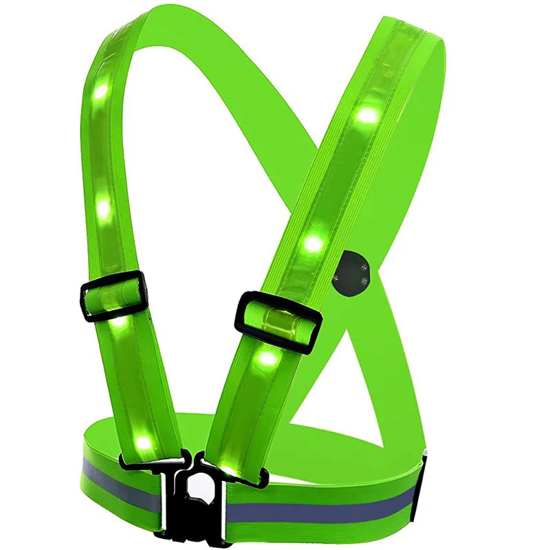 Reflective Shoulder Strap USB Charging Elastic Band Safety Warning Light Flashin