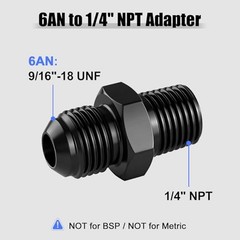 6AN to 1/4″ NPT Fuel & Oil Adapter Fitting, AN6 Male Flare to 1/4 NPT Aluminum