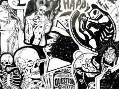 50 Gothic Skull Black and White Cool Laptop Stickers Dark Tattoo Goth Decals