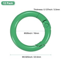 12-Pack Metal Spring O Rings, 5/8″ Zinc Alloy Keyring Buckle [Dark Green]