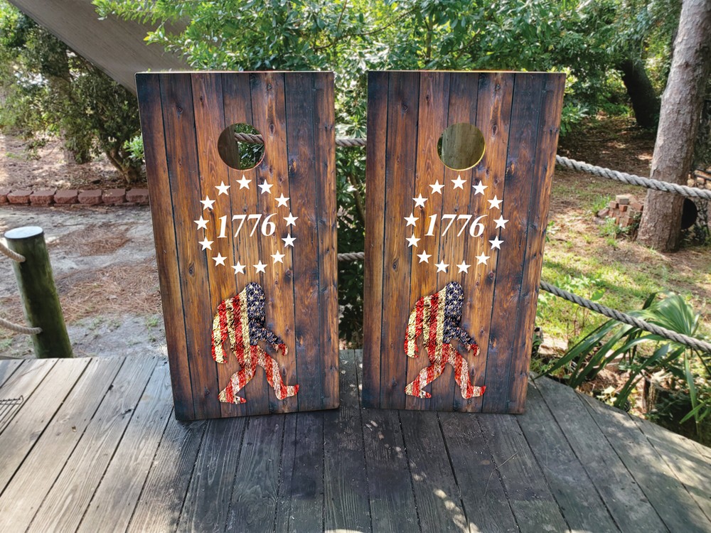 WATERPROOF Classic 1776 USA Bigfoot Cornhole Board Wraps / Cornhole Decals