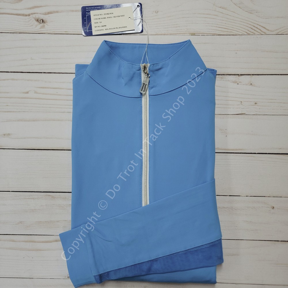 Tailored Sportsman ICEFIL Long Sleeve Ziptop Shirt – Pool/Silver/White