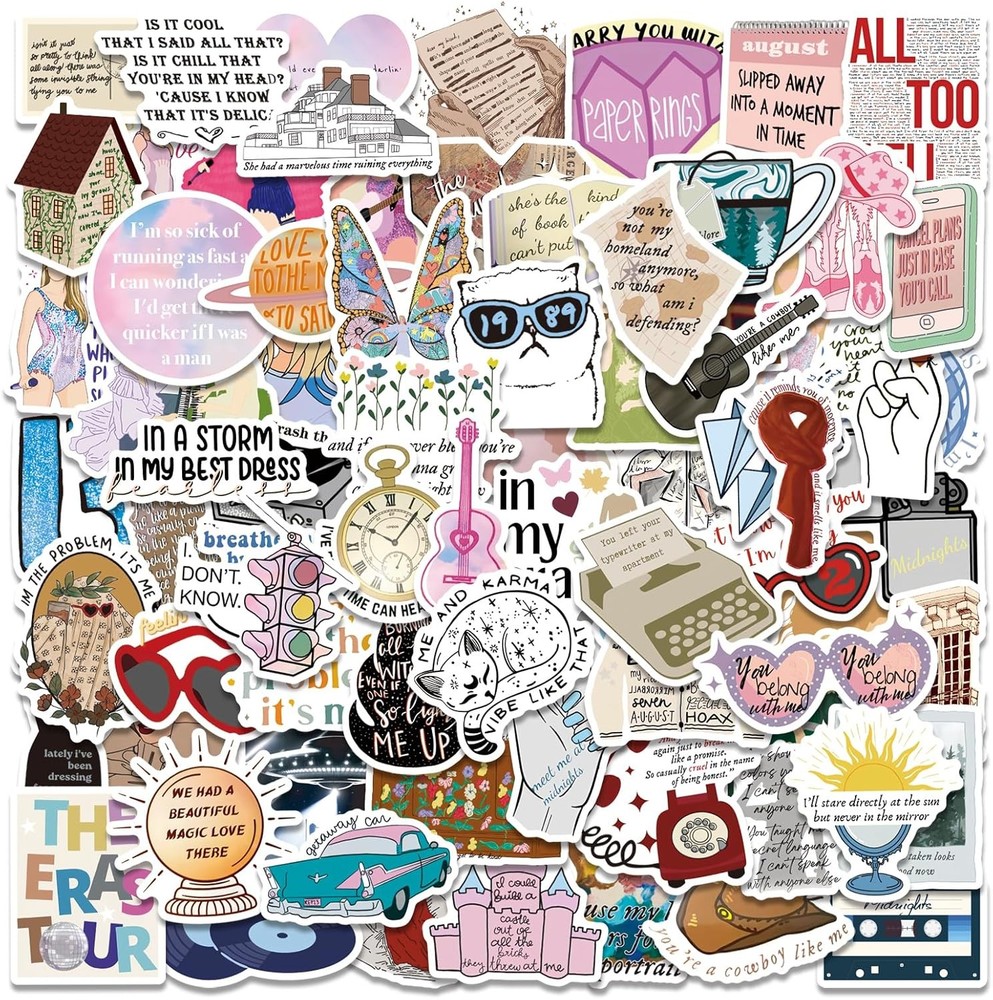 100Pcs Music Lyric Stickers for Fans Adult,Popular Singer Ablums Muticolor