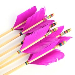32″ Archery Flu-Flu Arrow 8.5mm Traditional Wooden 4 Turkey Feather Longbow Hunt