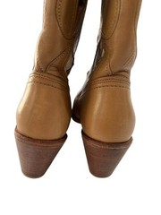 Vintage 70s Dingo Leather Eagle Cowboy Boots Western Cowgirl Boho Tan Size 8