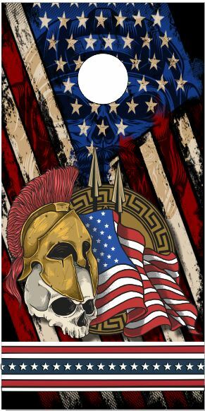 American Flag Patriotic Spartan Cornhole Wrap Bag Toss Skin Decal Sticker Wraps