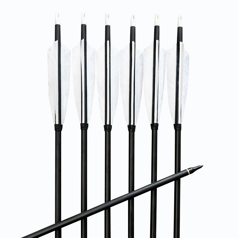 AF 500 Spine Carbon Mix Arrows 31.5″ 6 Pack White Feather 8mm OD Recurve Hunting