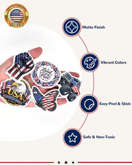 Patriotic Stickers Pack – 200 PCS Waterproof Vinyl USA Die Cut Stickers – Americ