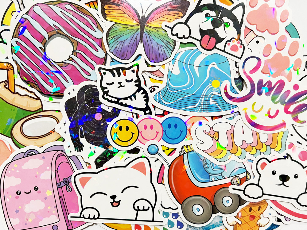 100 Colorful Holographic & Reflective Sticker Pack Shiny Light