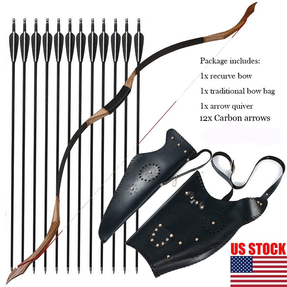 53″ Traditional Recurve Bow Handmade Archery Mongolian Horsebow Hunting Longbow