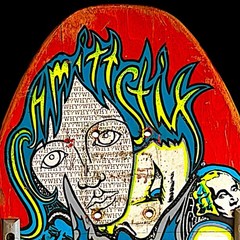Vintage 1989 Schmitt Sticks Chris Miller “Faces” Skateboard Deck Used