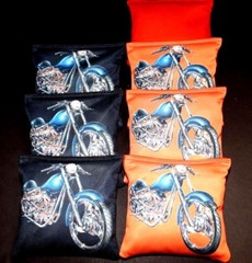 MOTORCYCLE LOVERS HARLEY FANS ORANGE BLK 8ACA Regulation Cornhole Bean Bags B302