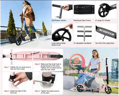8″ Big Wheels Scooter work load 220LBS Foldable Kick Scooter for Kids 6 up Teens