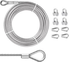 3/8 Stainless Steel Cable, 30Ft Wire Rope, Aircraft Cable with 7×19 Strands and
