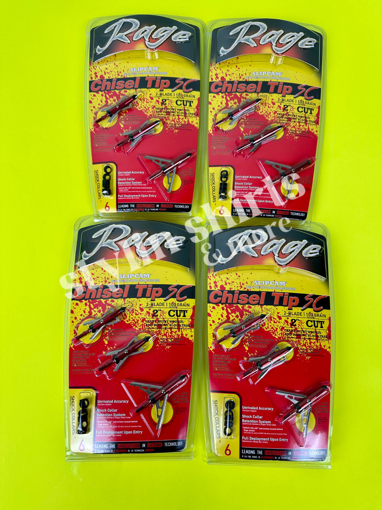 FOUR Rage Slipcam CHISEL TIP SC mechanical 2 blade broadhead 100 grain 2+» cut
