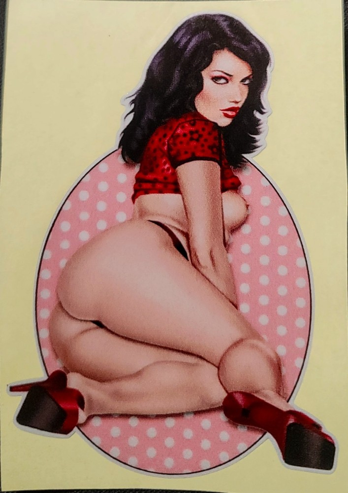 SEXY GIRL STICKER «MIDNIGHT SNACK» 2 3/4 X 4″ PEEL OFF DECAL GLOSSY