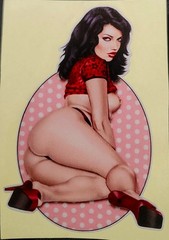 SEXY GIRL STICKER «MIDNIGHT SNACK» 2 3/4 X 4″ PEEL OFF DECAL GLOSSY