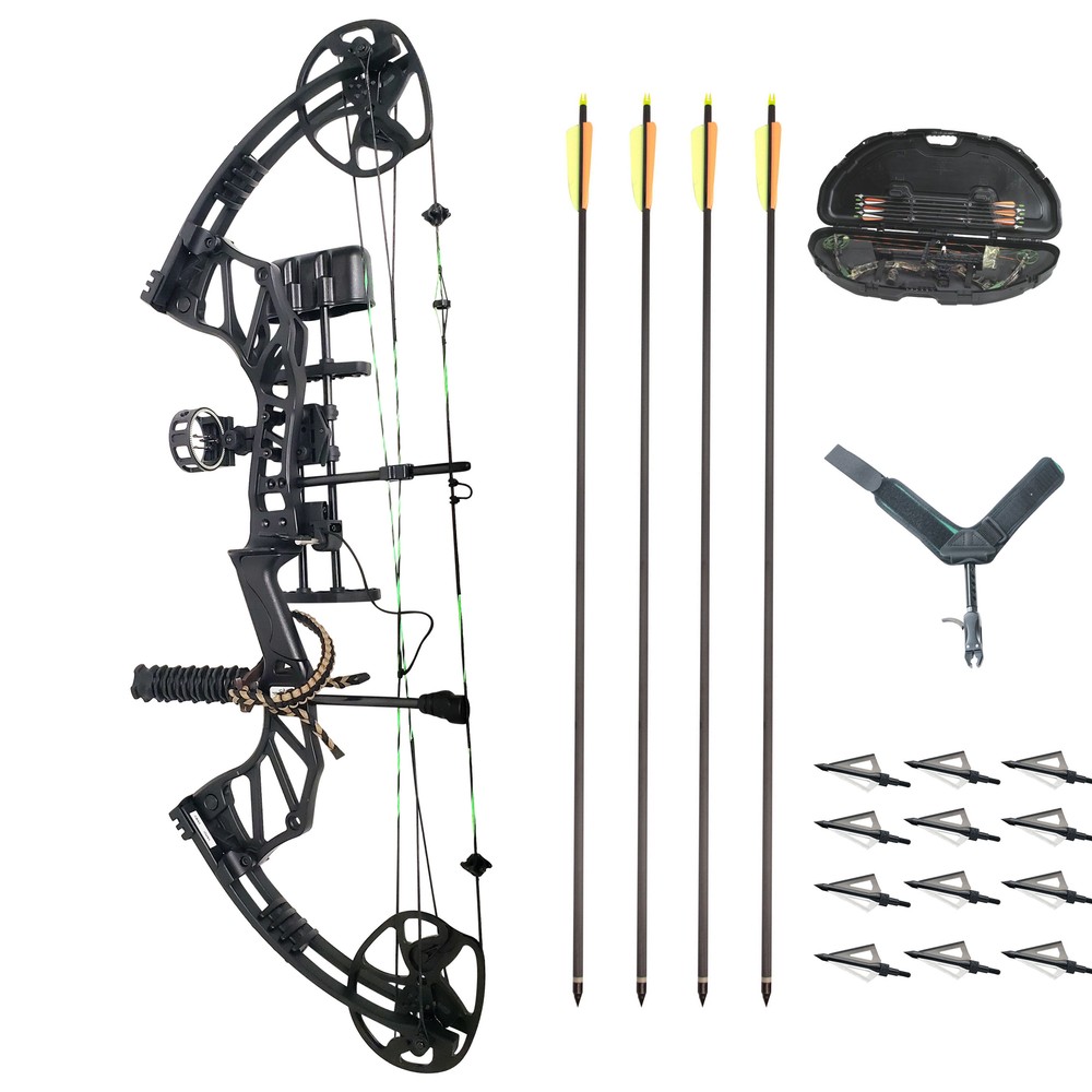 SAS Feud X 30-70 Lbs 19-31″ Compound Bow Pro Package 300+FPS Target Hunting