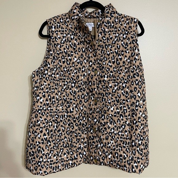 Kim Rogers animal print puffer vest size large