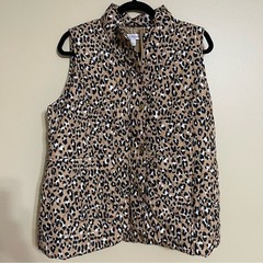 Kim Rogers animal print puffer vest size large