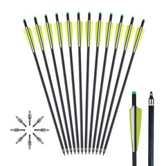 12pcs 20 inch Crossbow Bolts Carbon Crossbow Arrows / 12pcs 100 grain Broadheads