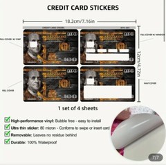 Lot x4 Hundred $100 US Dollar Bill Credit Debit Card Skin Cover Sticker #445