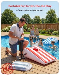 QPAU Inflatable Cornhole Boards Dark Blue/Red
