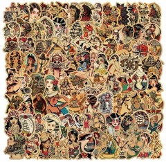 50pcs Retro Tattoo Girls Vintage Style Sticker Pack for Decoration Laptop Home