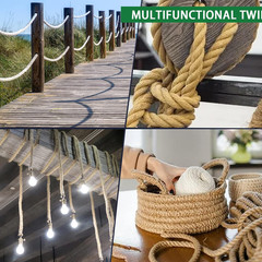 Jute Rope,1 1/2inch x 50 FT Natural Twisted Manila Heavy Duty Hemp Ropes for Cra
