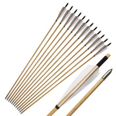 12Pcs Handmade Ancient 33″ Wooden Arrow 5″ Turkey Feather Recurve bow Longbow