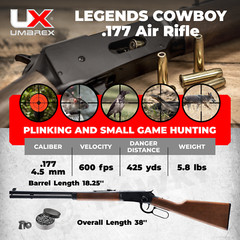 Umarex Legends Cowboy .177 Calibe Lever Action Air Rifle with CO2 and BBs Bundle
