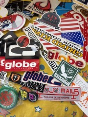Stickers Random Lot Of 49 Different Vintage Skater Stickers/temp Tattoos/ Pins
