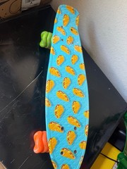 Kazam Taco Complete Skateboard Plastic Deck Kids Food Theme Blue Multicolor