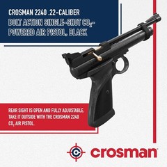 Crosman 2240 .22 Cal Air Pistol Bolt Action CO2 Pellet Gun + 250 Pellets & 5 CO2