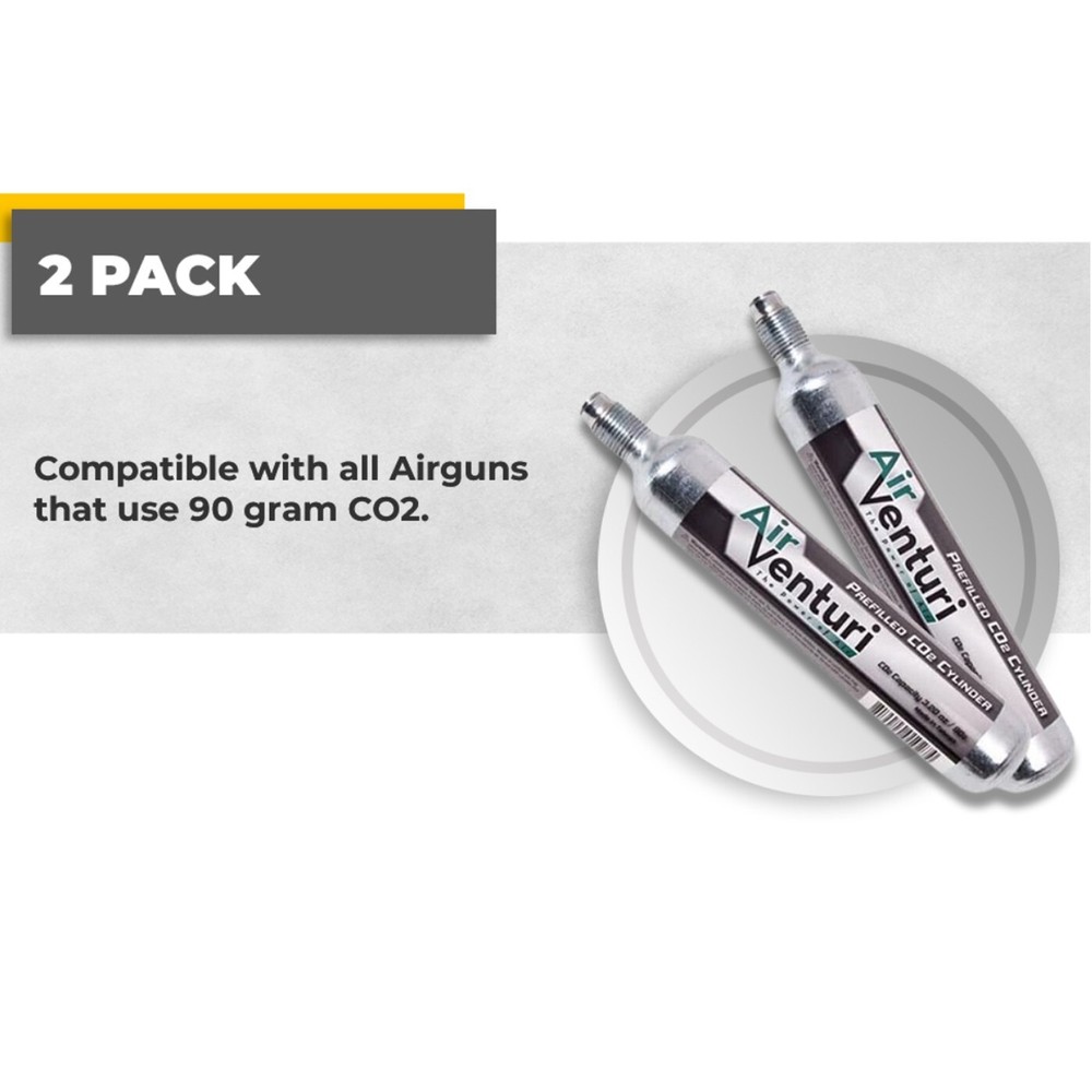 Air Venturi 90gram CO2 Capsule Airsoft Air Guns Paintball Rifle Pistol Pack of 2
