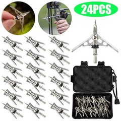 24Pcs 100 Grain Broadheads 2″ Dia Expandable Hunting Arrowhead w/2 Blade Archery