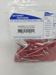 100 Pack Gateway Feathers 2″ Right Wing: Rayzr Faux Barred Red 200RRBRD-100