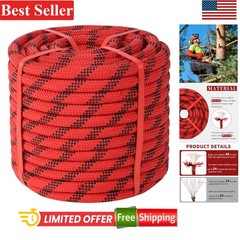 Arborist Rope 5/8in Climbing Rope 100ft Load Capacity Polyester Red