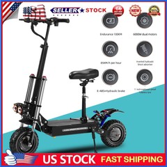 6000W Dual Motor 38AH Electric Scooter For Adult 11″ Off Road Tires With Seat