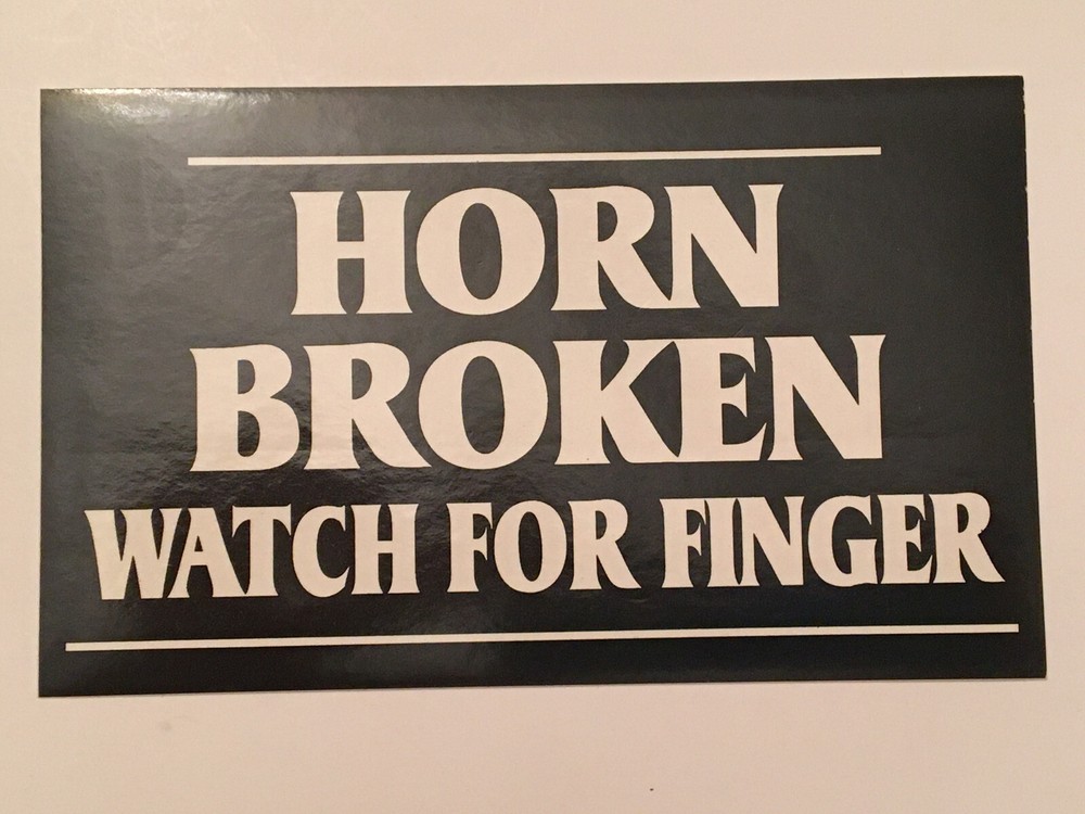 Horn Broken Watch For Finger black and white 3″x5″ rectangular glossy sticker