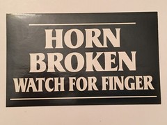 Horn Broken Watch For Finger black and white 3″x5″ rectangular glossy sticker