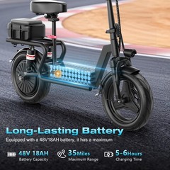 Electric Scooter with Seat for Adults 1500W Motor E Scooter W/ Rear Box 14″ Tire